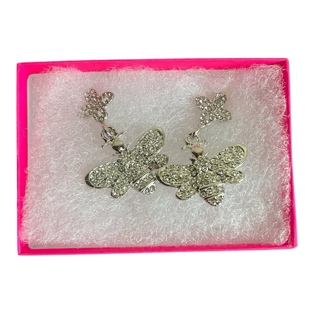 4/$12 Elegant Silver Bee Earrings